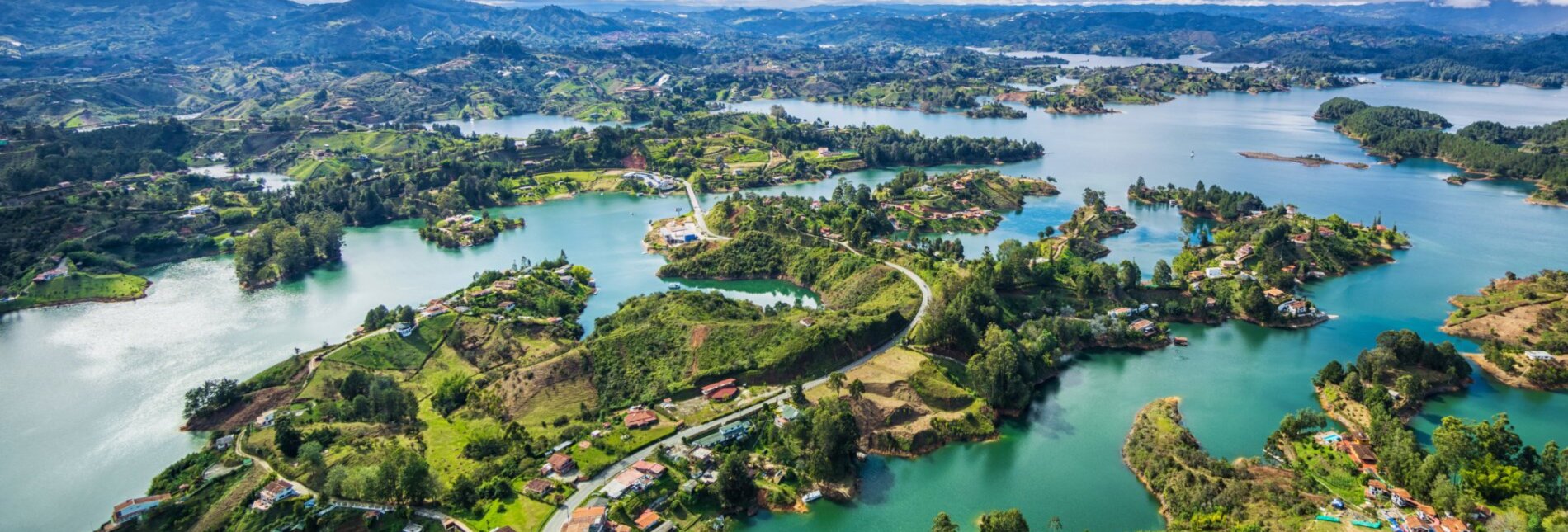 Guatape panoramic view from the Rock (la Piedra del Penol), near Medellin, Colombia.