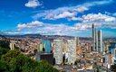 City downtown with beautiful sky and clouds